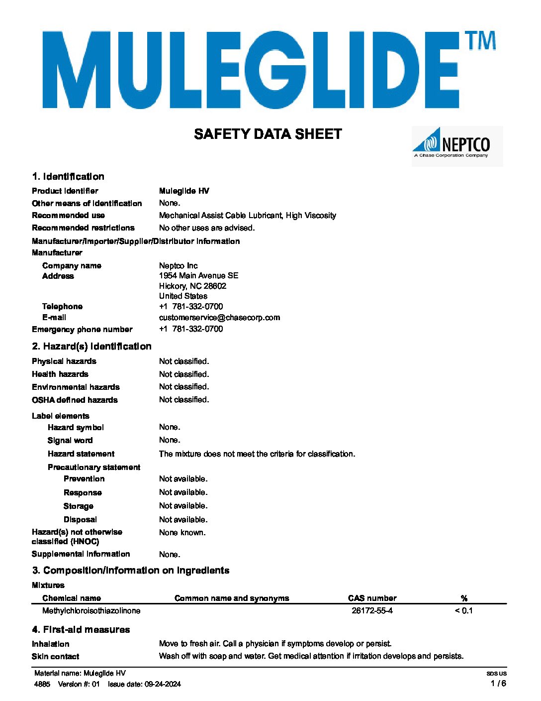 MULEGLIDE SDS US - CBLH HV RTU 1